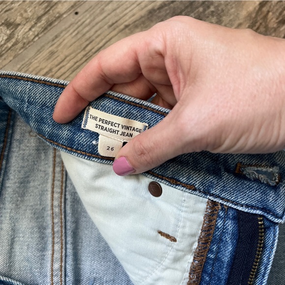 Madewell The Perfect Vintage Straight Blue Denim Jeans, Distressed Women Size 26 - Picture 4 of 11